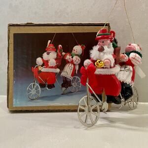1979 Kurt S. Adler Santa and Mrs. Claus on Tandem Bicycle Ornament
